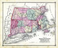 State Map - Connecticut Massachusetts Rhode Island, Litchfield County 1874